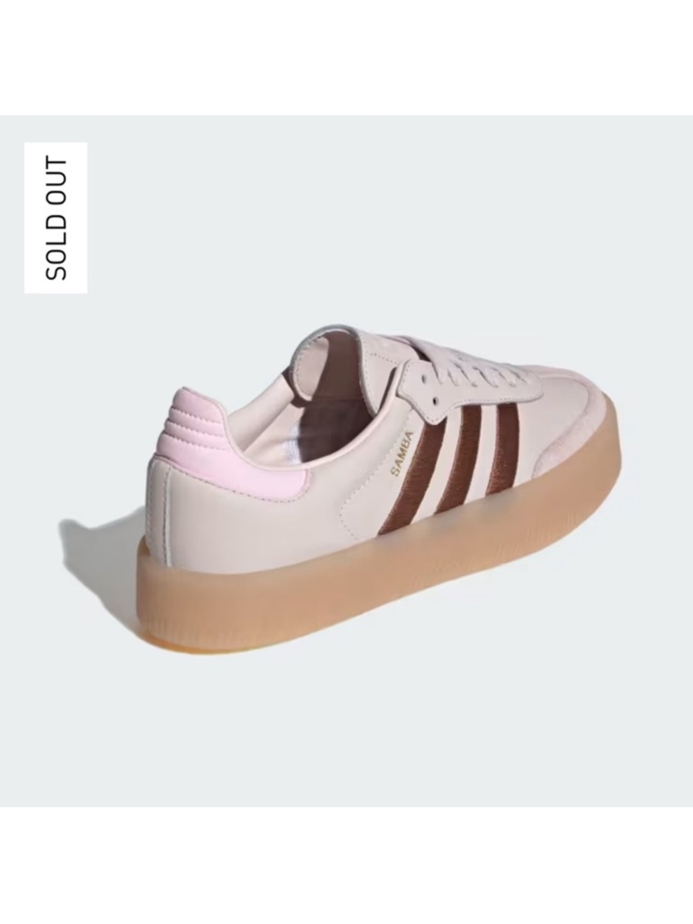 NWT Adidas Sambae platform gum sneakers putty mauve pink brown - Picture 3 of 10